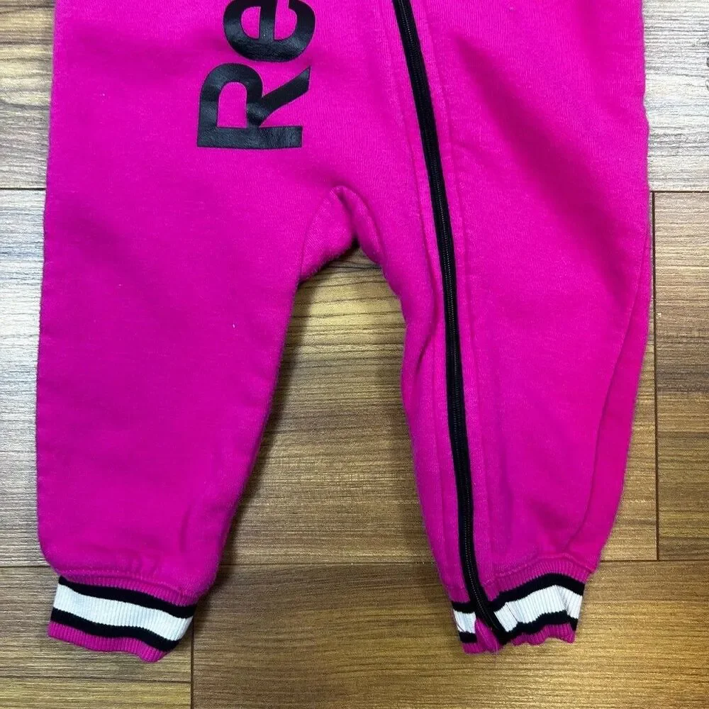 Reebok Baby Girls Hooded Romper One-Piece Fleece Jumpsuit Pink 18 Months